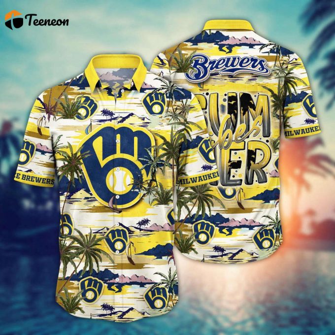 Mlb Milwaukee Brewers Hawaiian Shirt Flower Grand Slam In Hawaiianan Flair For Fans 1