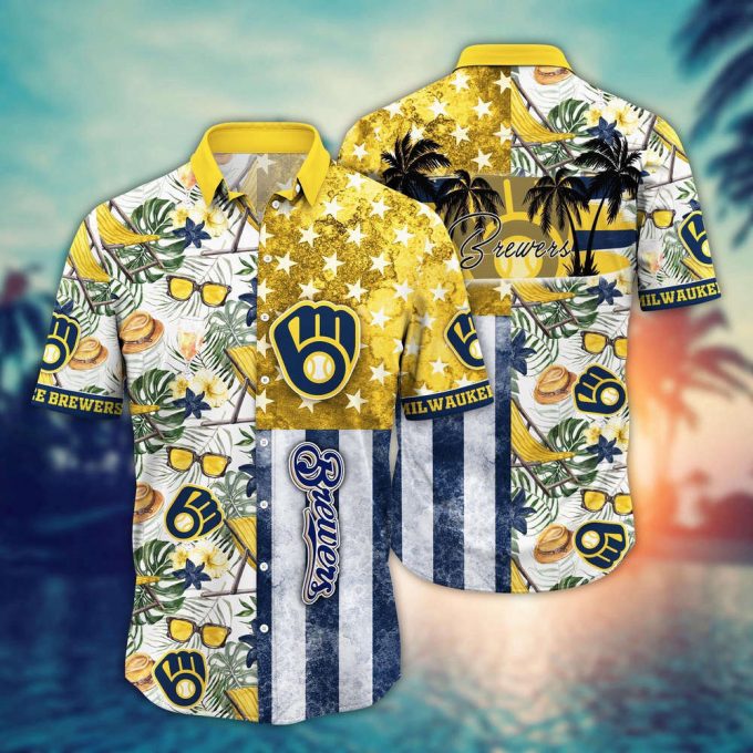 Mlb Milwaukee Brewers Hawaiian Shirt Flower Home Run Threads For Fans 2