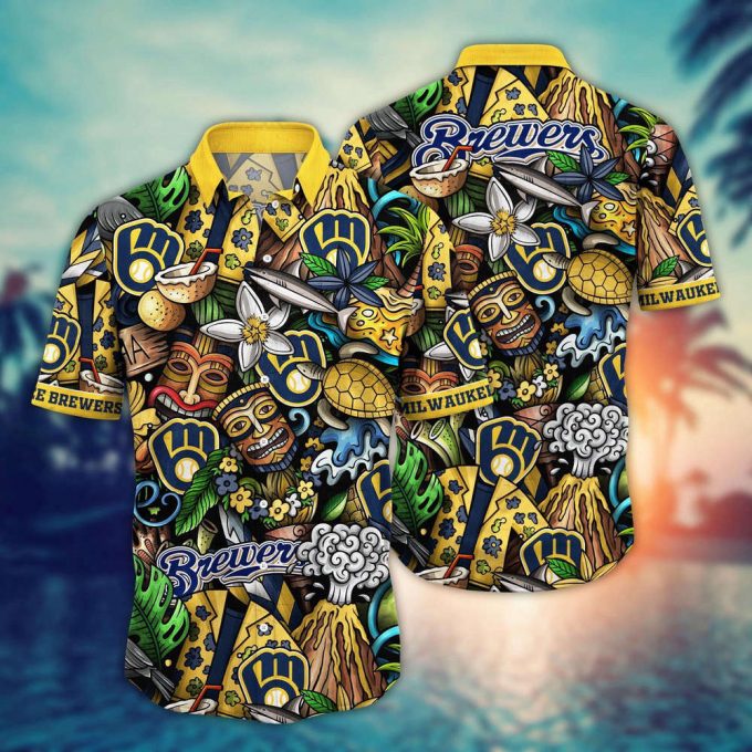 Mlb Milwaukee Brewers Hawaiian Shirt Flower Strike A Style Statement For Fans 2