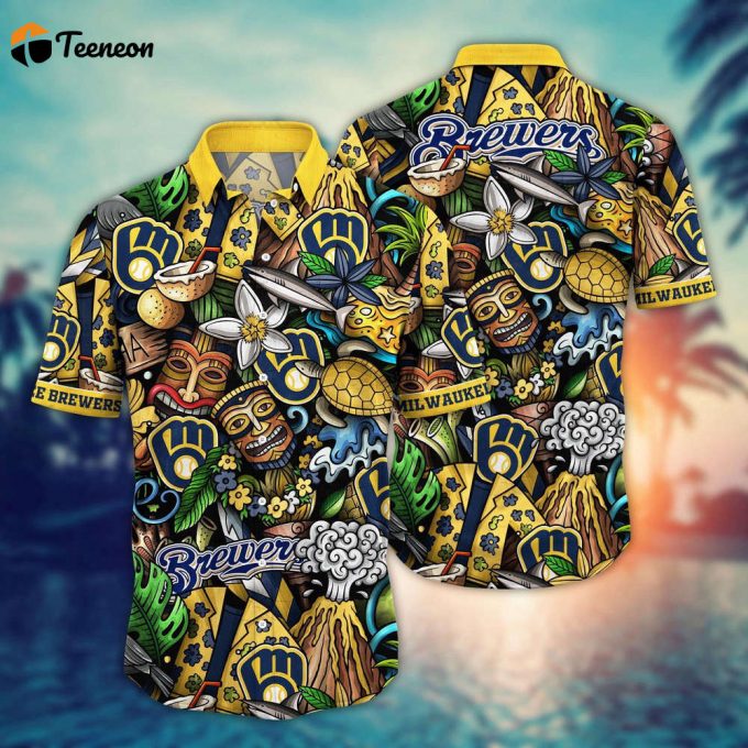 Mlb Milwaukee Brewers Hawaiian Shirt Flower Strike A Style Statement For Fans 1