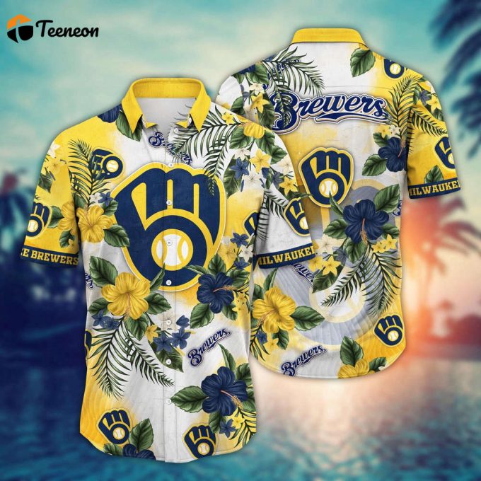 Mlb Milwaukee Brewers Hawaiian Shirt Pitch Perfect Bloom Gift For Fans 1