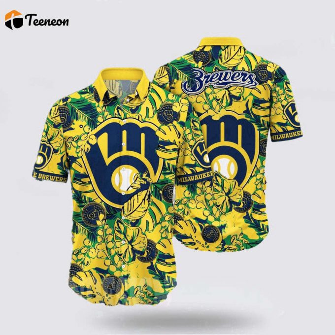 Mlb Milwaukee Brewers Hawaiian Shirt Set Your Spirit Free With The Breezy For Fans 1