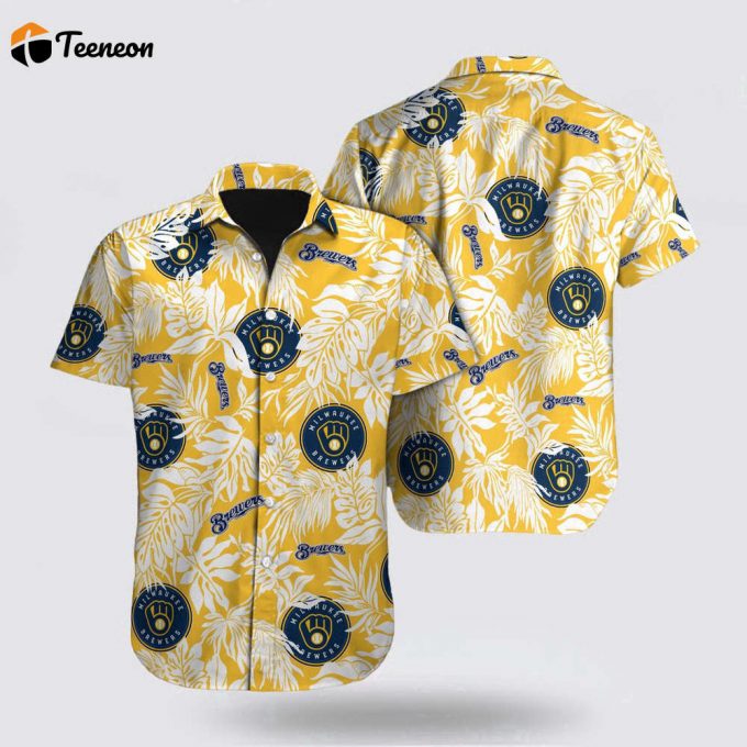 Mlb Milwaukee Brewers Hawaiian Shirt Tropical Pattern For Fan Mlb 1