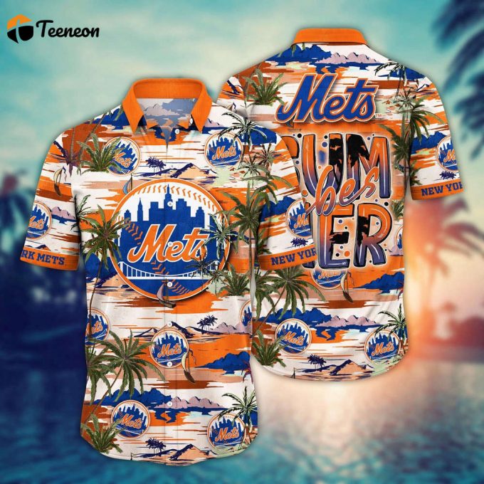 Mlb New York Mets Hawaiian Shirt Flower Grand Slam In Hawaiianan Flair For Fans 1