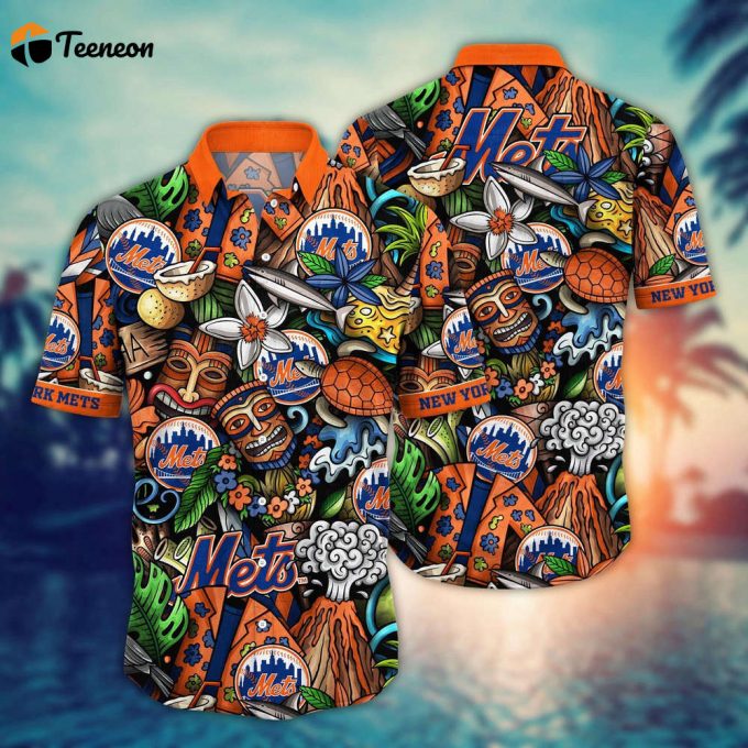 Mlb New York Mets Hawaiian Shirt Flower Strike A Style Statement For Fans 1