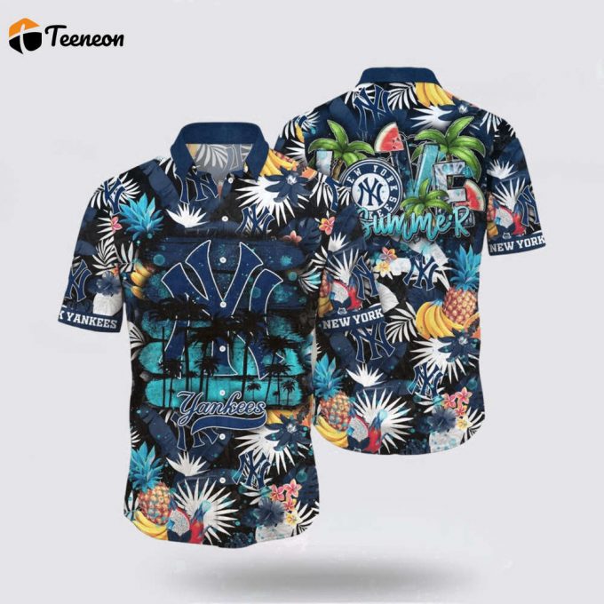 Mlb New York Yankees Hawaiian Shirt Coastal Vibes Rock Your Summer With Stylish Outfits For Fans 1