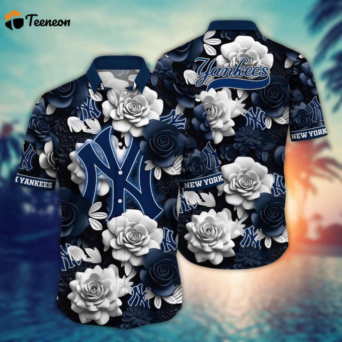 Mlb New York Yankees Hawaiian Shirt Flower Aloha Style Unleashed For Fans 1