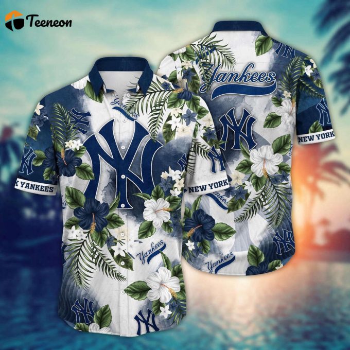 Mlb New York Yankees Hawaiian Shirt Pitch Perfect Bloom Gift For Fans 1