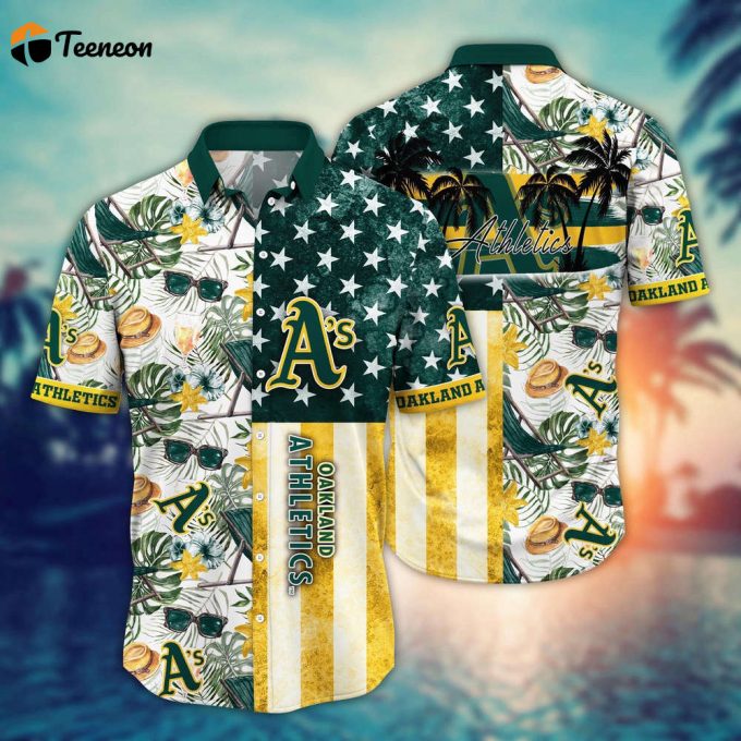 Mlb Oakland Athletics Hawaiian Shirt Flower Home Run Threads For Fans 1