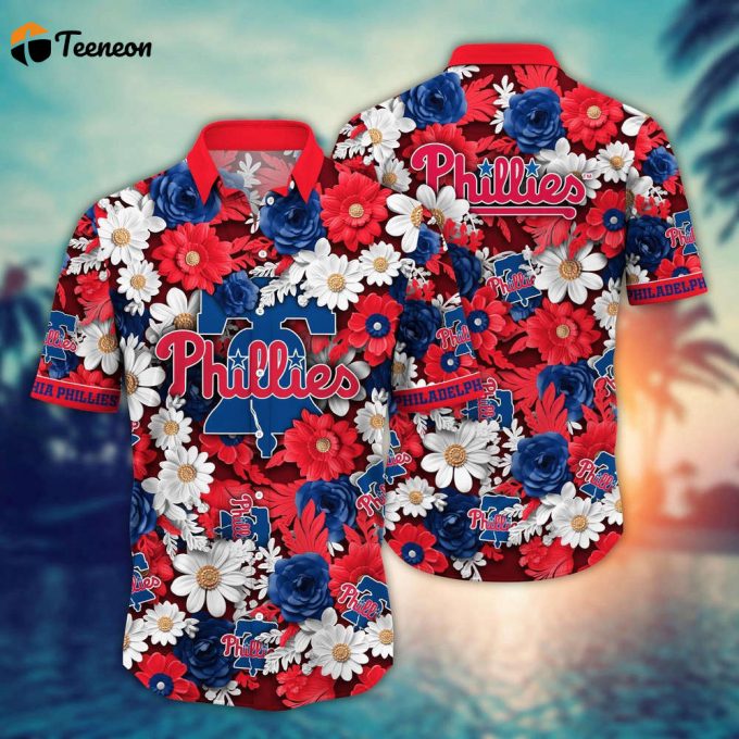 Mlb Philadelphia Phillies Hawaiian Shirt Flower Floral Fusion Fashion For Fans 1