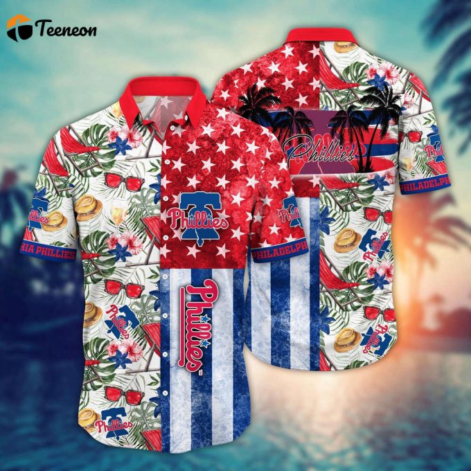 Mlb Philadelphia Phillies Hawaiian Shirt Flower Home Run Threads For Fans 1