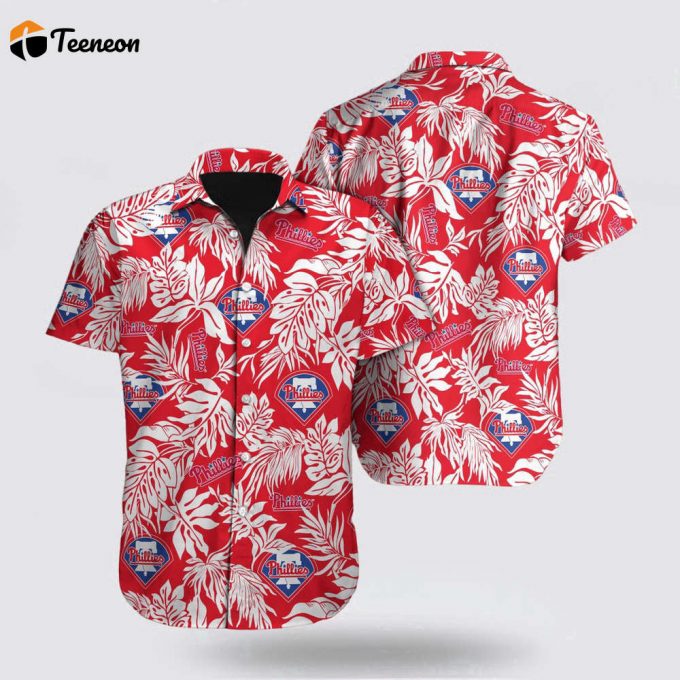 Mlb Philadelphia Phillies Hawaiian Shirt Leaf Pattern For Fan 1