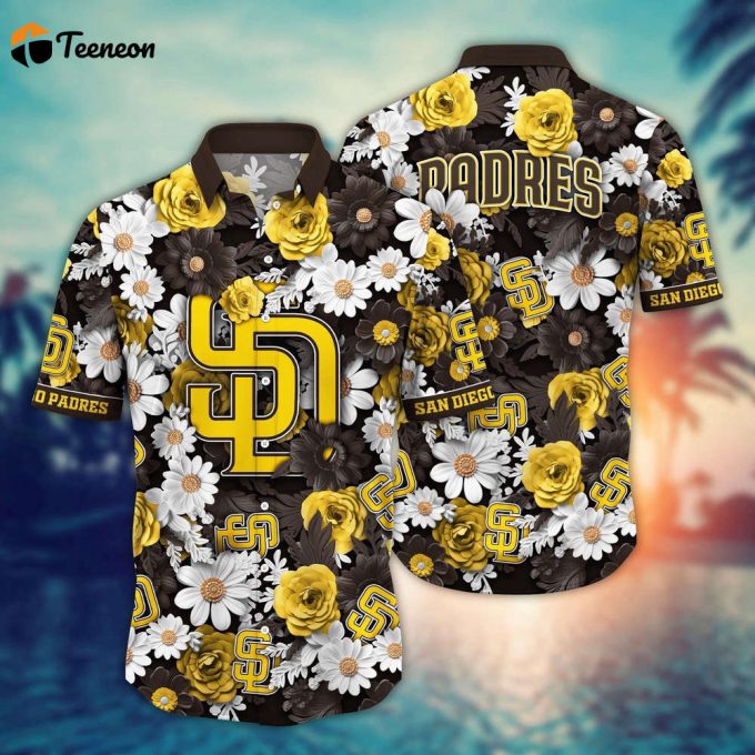 Mlb San Diego Padres Hawaiian Shirt Flower Floral Fusion Fashion For Fans 1