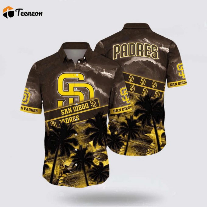 Mlb San Diego Padres Hawaiian Shirt Swaying With Palms Reveals The Charm Of Exotic Clothing For Fans 1