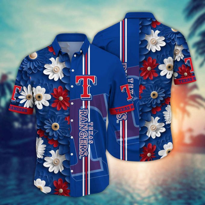 Mlb Texas Rangers Hawaiian Shirt Floral Finesse For Sports Fans 2