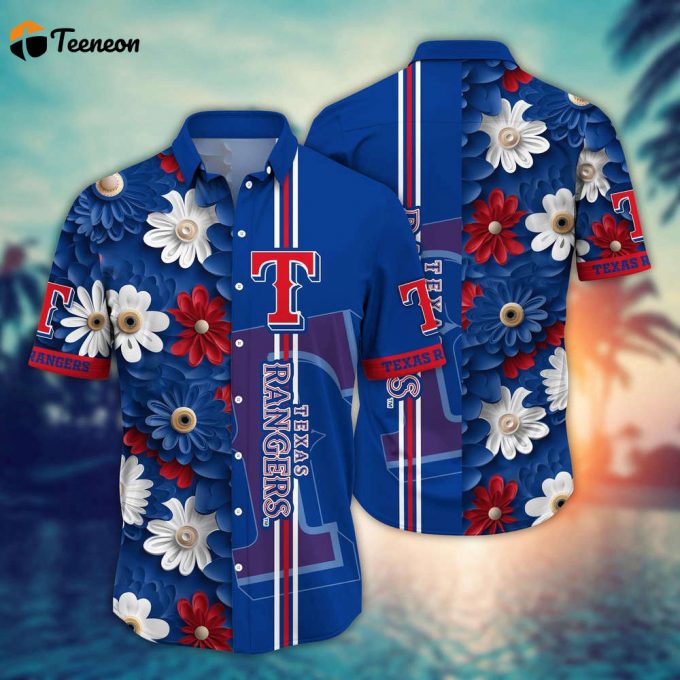 Mlb Texas Rangers Hawaiian Shirt Floral Finesse For Sports Fans 1