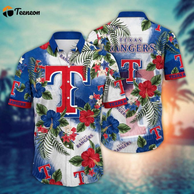 Mlb Texas Rangers Hawaiian Shirt Pitch Perfect Bloom Gift For Fans 1