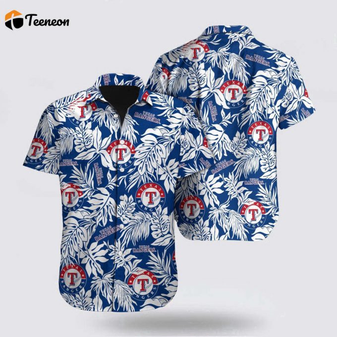 Mlb Texas Rangers Hawaiian Shirt Tropical Pattern For Fan Mlb 1