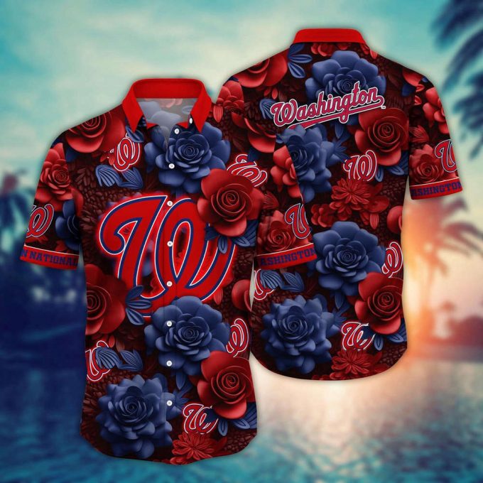 Mlb Washington Nationals Hawaiian Shirt Flower Aloha Style Unleashed For Fans 2