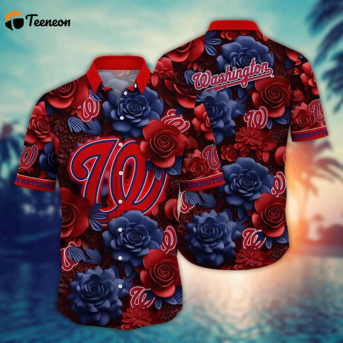 Mlb Washington Nationals Hawaiian Shirt Flower Aloha Style Unleashed For Fans 1