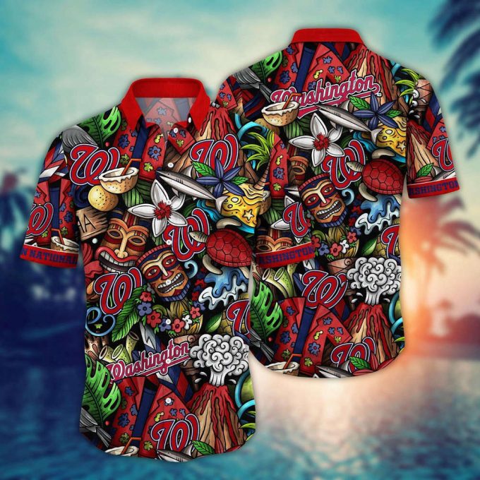 Mlb Washington Nationals Hawaiian Shirt Flower Strike A Style Statement For Fans 2