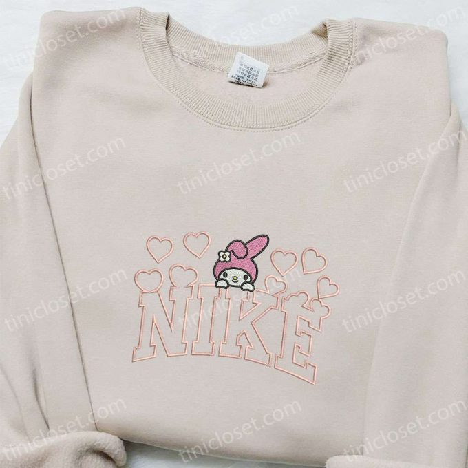 Nike Embroidered Shirt &Amp; Hoodie: My Melody Hearts X Hello Kitty Cartoon D Gift For Men Women Nike Inspired Sweatshirt 4