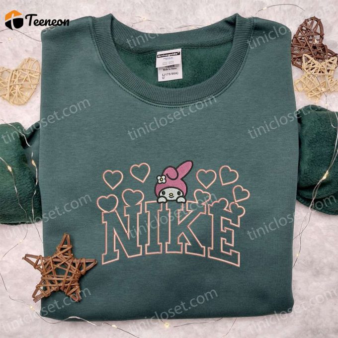 Nike Embroidered Shirt &Amp;Amp; Hoodie: My Melody Hearts X Hello Kitty Cartoon D Gift For Men Women Nike Inspired Sweatshirt 1