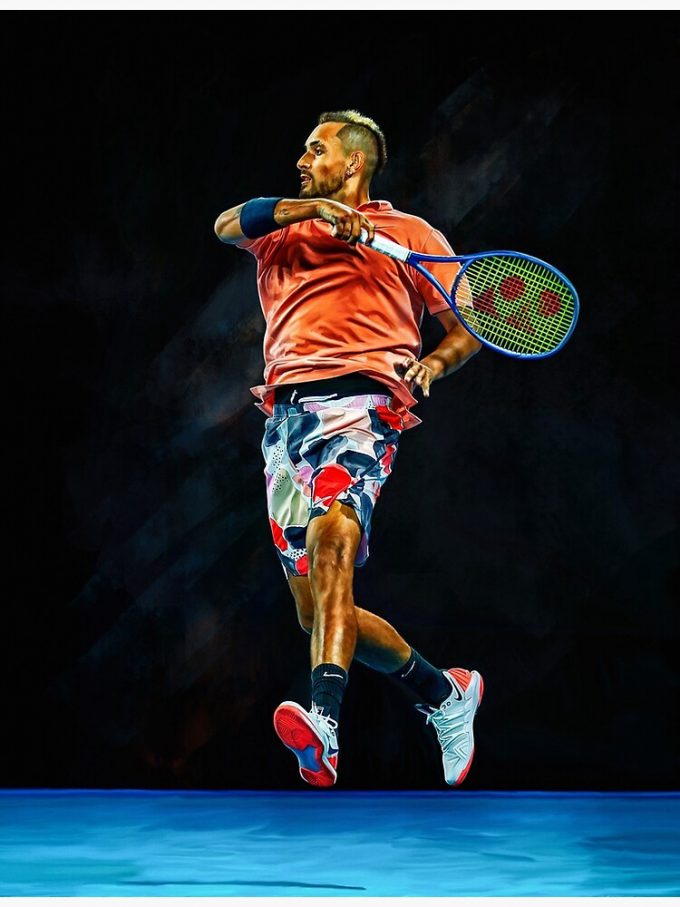 Nick Kyrgios At Australian Open 2020. Digital Artwork Print Poster. Tennis Fan Art Gift. Premium Matte Vertical Poster For Home Decor Gift 2