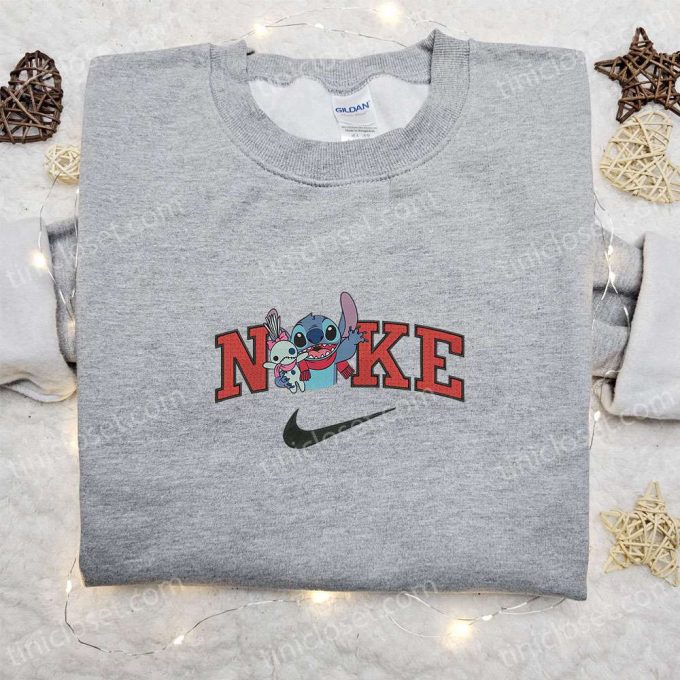 Nike Christmas X Stitch And Scrump Embroidered Sweatshirt: Disney Movie Christmas Shirt B Gift For Men Women Gift Ideas 3