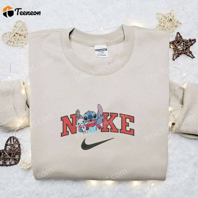 Nike Christmas X Stitch And Scrump Embroidered Sweatshirt: Disney Movie Christmas Shirt B Gift For Men Women Gift Ideas 1