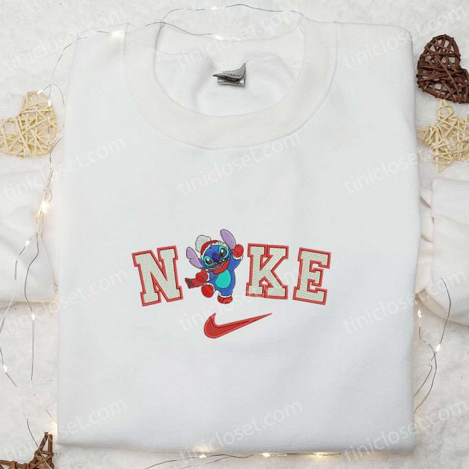 Nike Christmas X Stitch Hey Embroidered Sweatshirt: Disney Christmas Shirt B Gift For Men Women Gift Ideas 4