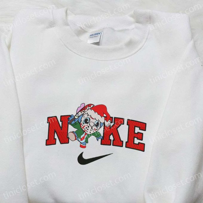 Nike Christmas X Stitch Jason Voorhees Sweatshirt: Movie Embroidered Shirt - Perfect Christmas Gift! 3