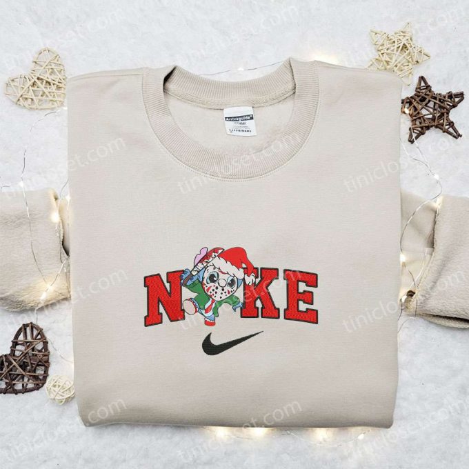 Nike Christmas X Stitch Jason Voorhees Sweatshirt: Movie Embroidered Shirt - Perfect Christmas Gift! 4