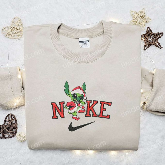 Nike Christmas X Stitch On Grinch Sweatshirt: F Gift For Men Women Movie Embroidered Shirt - B Gift For Men Women Gift Ideas 2