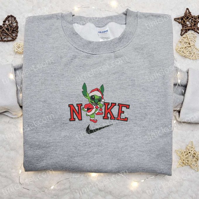 Nike Christmas X Stitch On Grinch Sweatshirt: F Gift For Men Women Movie Embroidered Shirt - B Gift For Men Women Gift Ideas 3