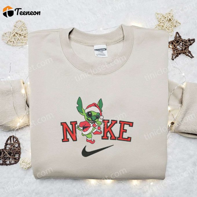 Nike Christmas X Stitch On Grinch Sweatshirt: F Gift For Men Women Movie Embroidered Shirt - B Gift For Men Women Gift Ideas 1