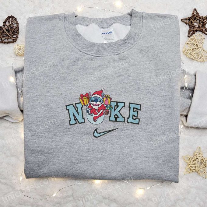 Nike Christmas X Stitch Santa Embroidered Sweatshirt - Disney Characters Shirt: B Gift For Men Women Christmas Gift Ideas 2