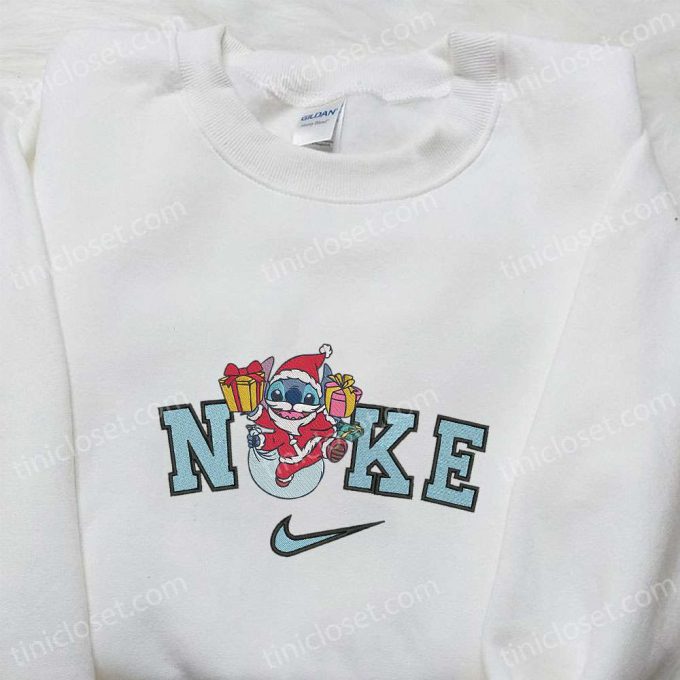 Nike Christmas X Stitch Santa Embroidered Sweatshirt - Disney Characters Shirt: B Gift For Men Women Christmas Gift Ideas 3