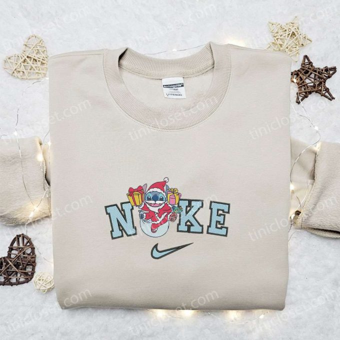 Nike Christmas X Stitch Santa Embroidered Sweatshirt - Disney Characters Shirt: B Gift For Men Women Christmas Gift Ideas 4