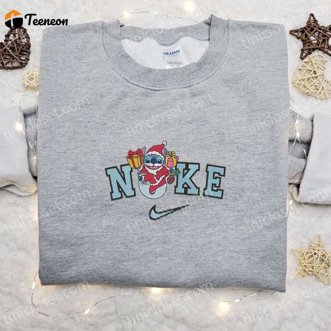 Nike Christmas X Stitch Santa Embroidered Sweatshirt - Disney Characters Shirt: B Gift For Men Women Christmas Gift Ideas 1