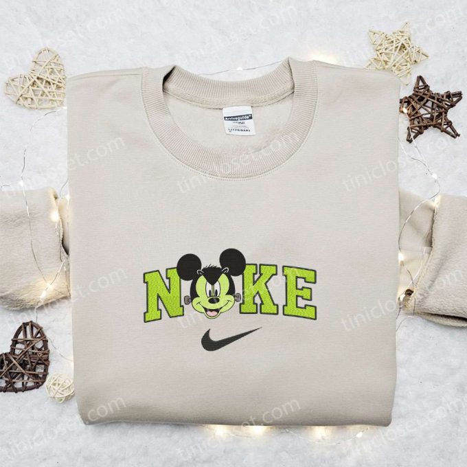 Spooky Nike Halloween X Mickey Frankenstein Head Embroidered Sweatshirt &Amp; Disney Shirt – B Gift For Men Women Halloween Gift Ideas 3