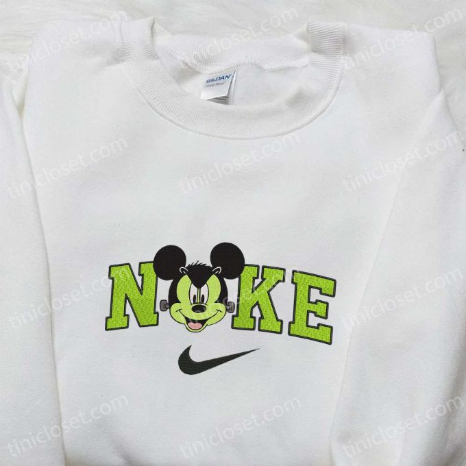 Spooky Nike Halloween X Mickey Frankenstein Head Embroidered Sweatshirt &Amp; Disney Shirt – B Gift For Men Women Halloween Gift Ideas 4