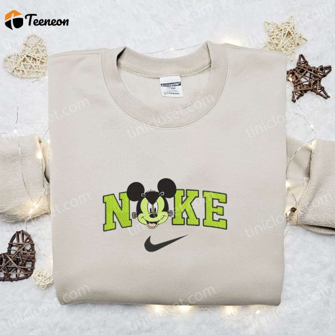 Spooky Nike Halloween X Mickey Frankenstein Head Embroidered Sweatshirt &Amp;Amp; Disney Shirt – B Gift For Men Women Halloween Gift Ideas 1