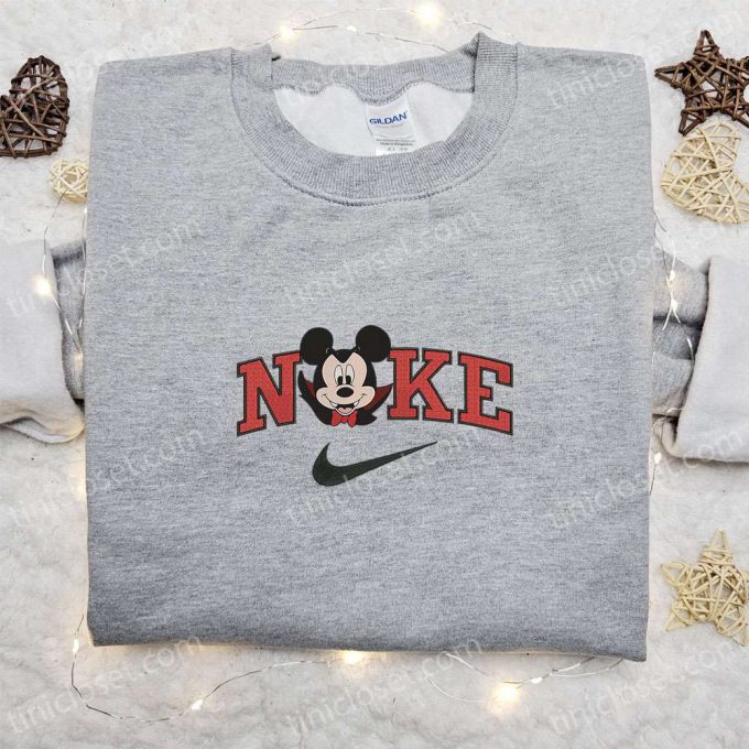 Spooky Nike Halloween X Mickey Head Dracula Laughing Sweatshirt - B Gift For Men Women Disney Characters Embroidered Shirt Perfect Halloween Gift 4