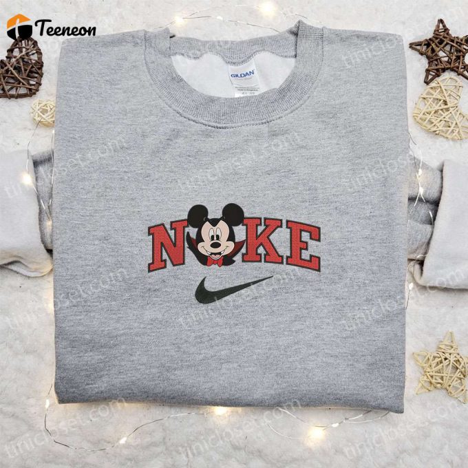 Spooky Nike Halloween X Mickey Head Dracula Laughing Sweatshirt - B Gift For Men Women Disney Characters Embroidered Shirt Perfect Halloween Gift 1