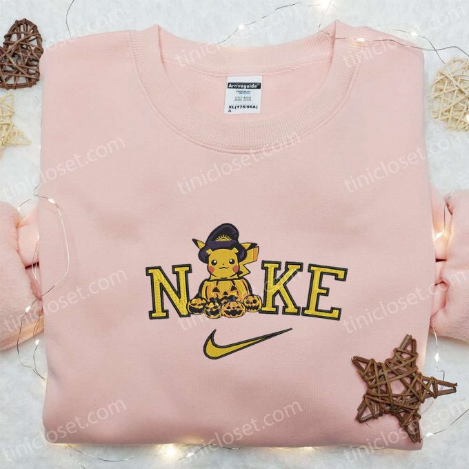 Nike X Pikachu Halloween Pumpkin Embroidered Shirt: Cute Pokemon Halloween Shirt 4