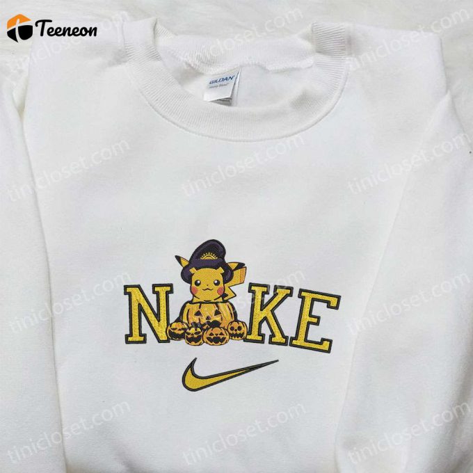 Nike X Pikachu Halloween Pumpkin Embroidered Shirt: Cute Pokemon Halloween Shirt 1