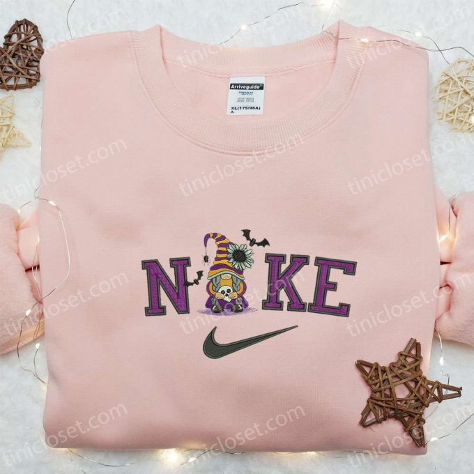 Nike X Skull Gnome Bats Halloween Embroidered Shirt - Trendy &Amp; Spooky Nike Inspired Apparel 3