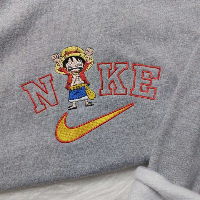 Exclusive One Piece Luffy Nike Shirt Anime Hoodie &Amp; Embroidered Sweatshirt - Perfect For Anime Fans 4