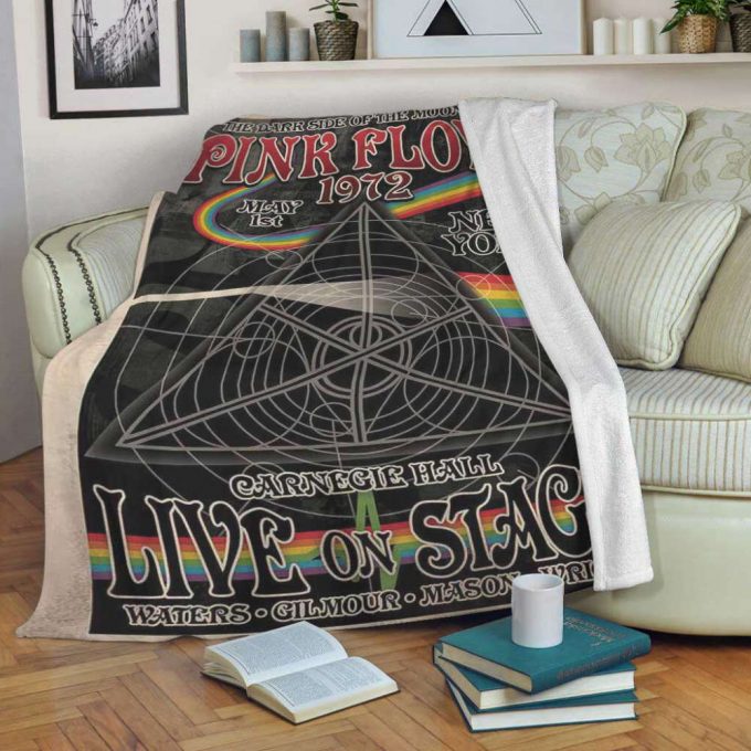 Pink Floyd Fleece Blanket – Carnegie Hall Dark Side Of The Moon Tour Poster For Home Decor Gift For Home Decor Gift Premium 5